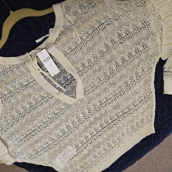 NWT Anthropologie Crochet Sweater Lightweight Sz XS Ruffle Sleeves - Picture 10 of 10